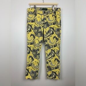 Lauren Ralph Lauren Jeans Pants Denim Yellow Paisley Size 10P Petite Cotton LRL